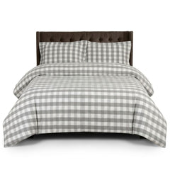 Gaveno Cavailia Natural Gingham King Duvet Cover Microfibre Bed Set