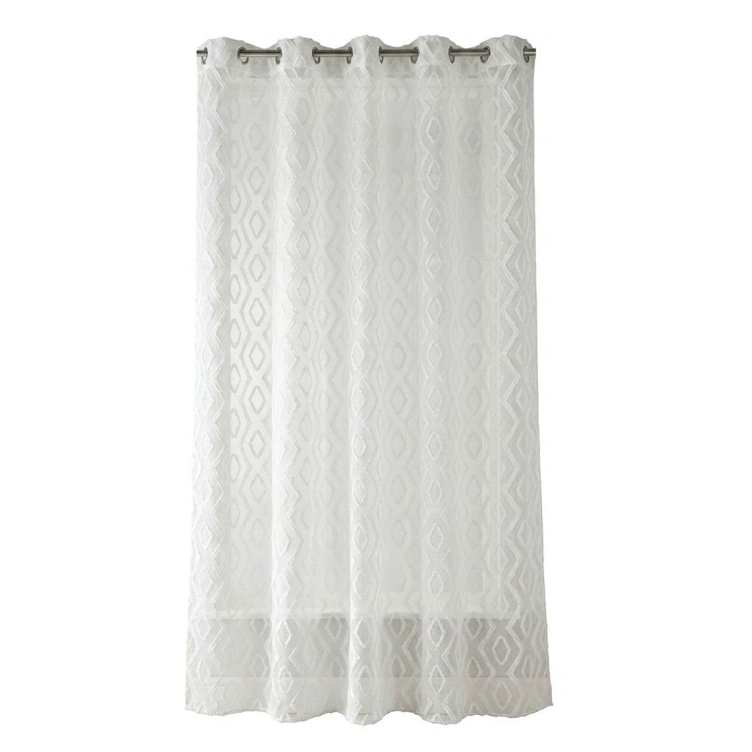 White Diamond Tufted Voile Curtain Panel - 55" x 90" Home Collection
