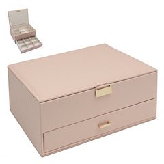 Home Luxe Faux Leather Jewellery Box with Drawer - Pink (25x19x11cm)