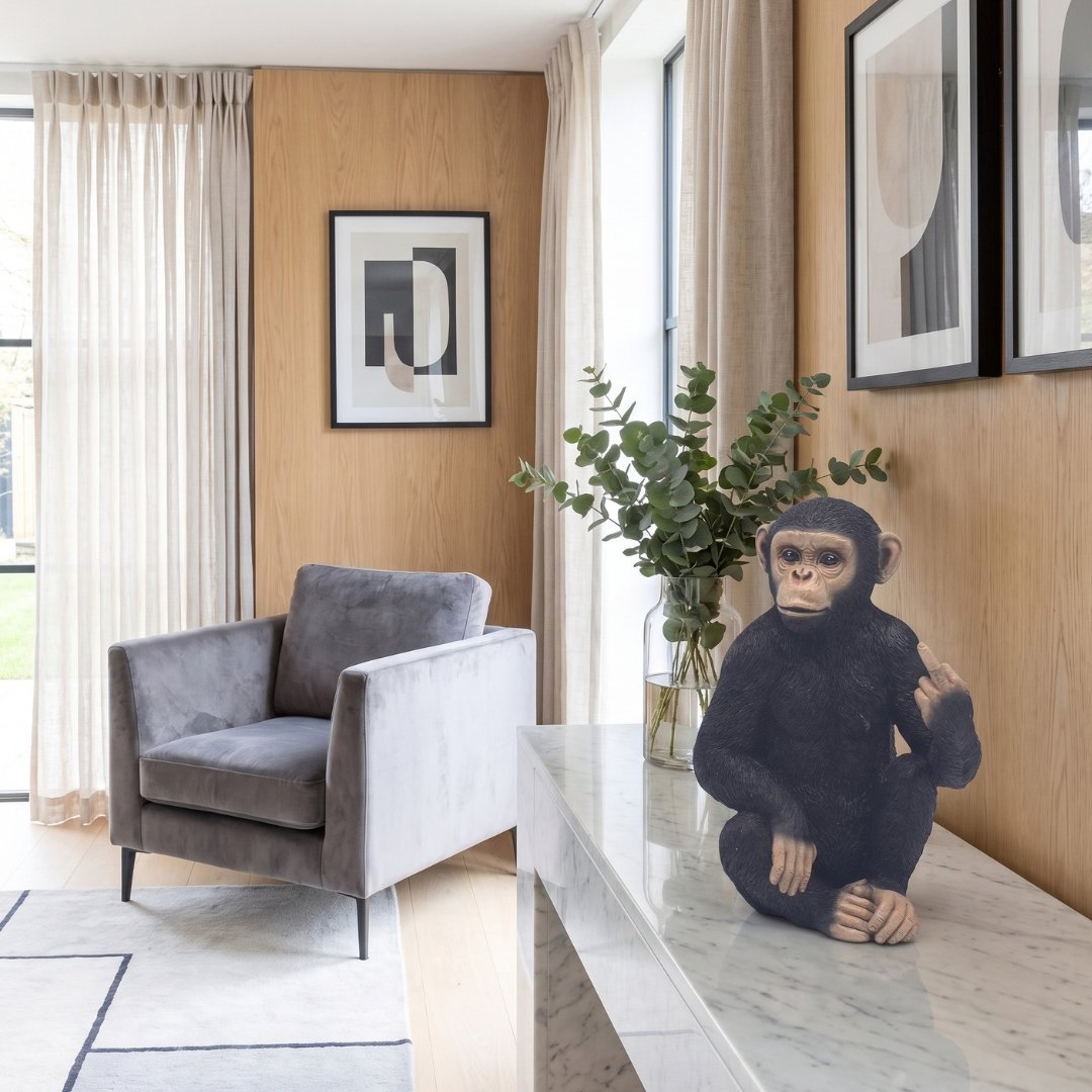 Home Luxe Cheeky Monkey Middle Finger Gesture Statue Figure | Black
