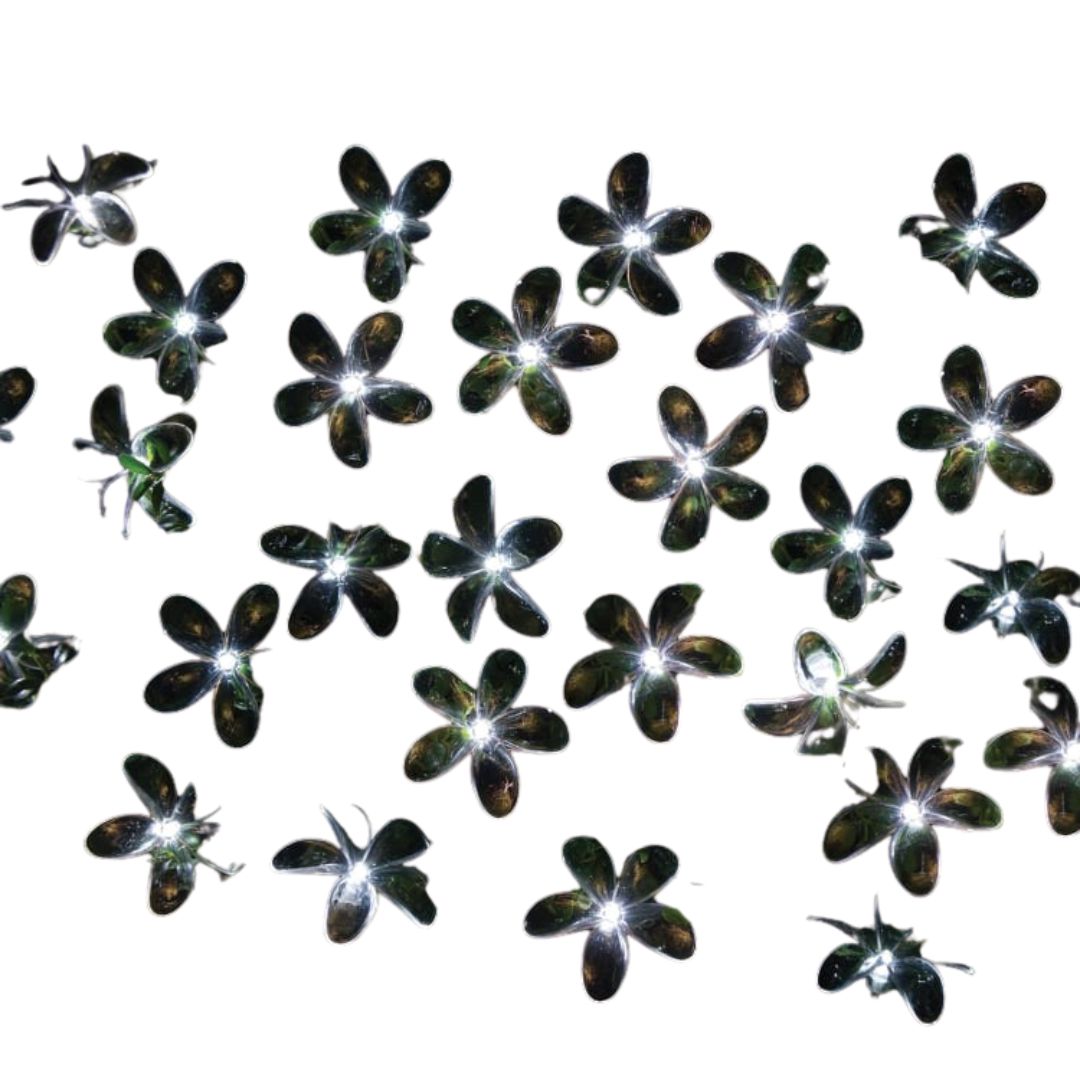 Solar Powered 24 LED Flower String Lights - White Garden Decor