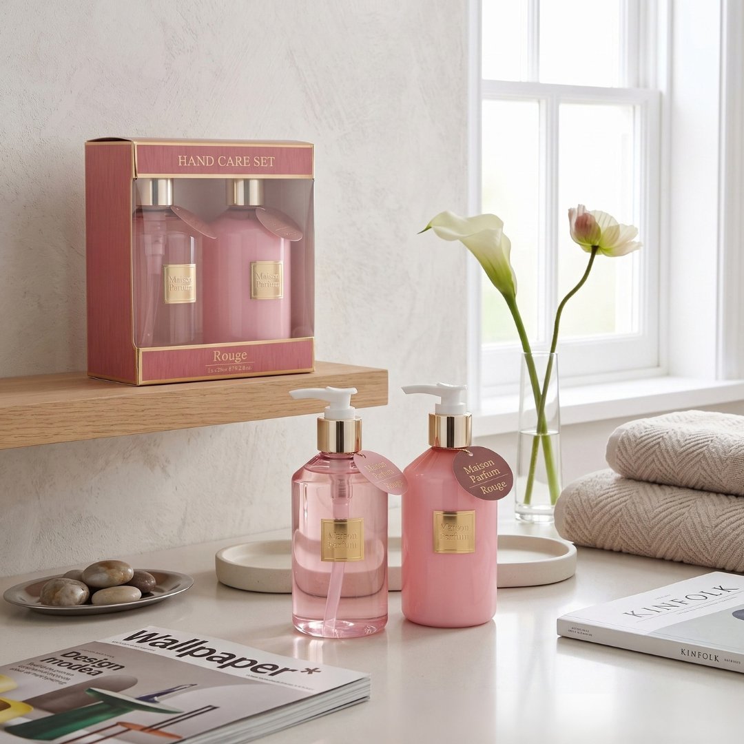 Home Luxe Maison Parfum Rouge Pink Hand Wash Lotion Gift Box Set