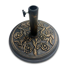 Rose Design Metal Parasol Base 45cm Heavy Duty Garden Umbrella Stand
