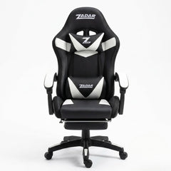 ZADAR White/Black Musical Gaming Chair with Bluetooth, RGB & Footrest