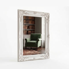 Vintage White Ornate Wall Mirror 60x90cm Shabby Chic Baroque Frame