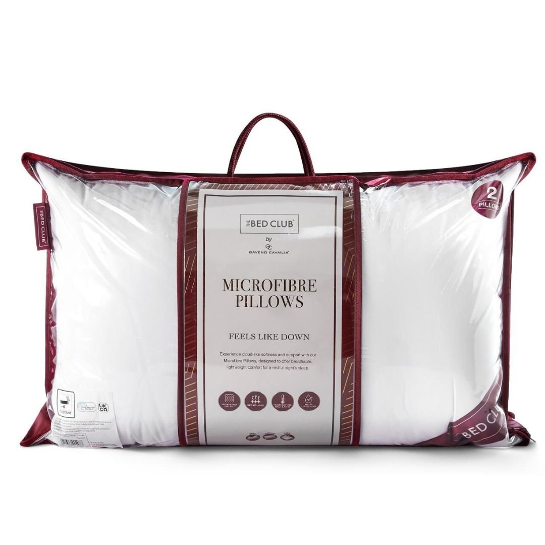 Savile Microfibre Pillows - 2 Pack Down-Like Soft Support Bed Pillows