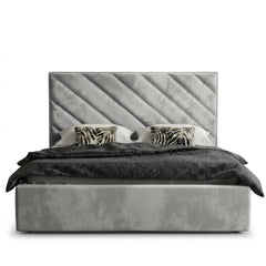 Modern Diagonal Panel Tufted Upholstered Bed Frame