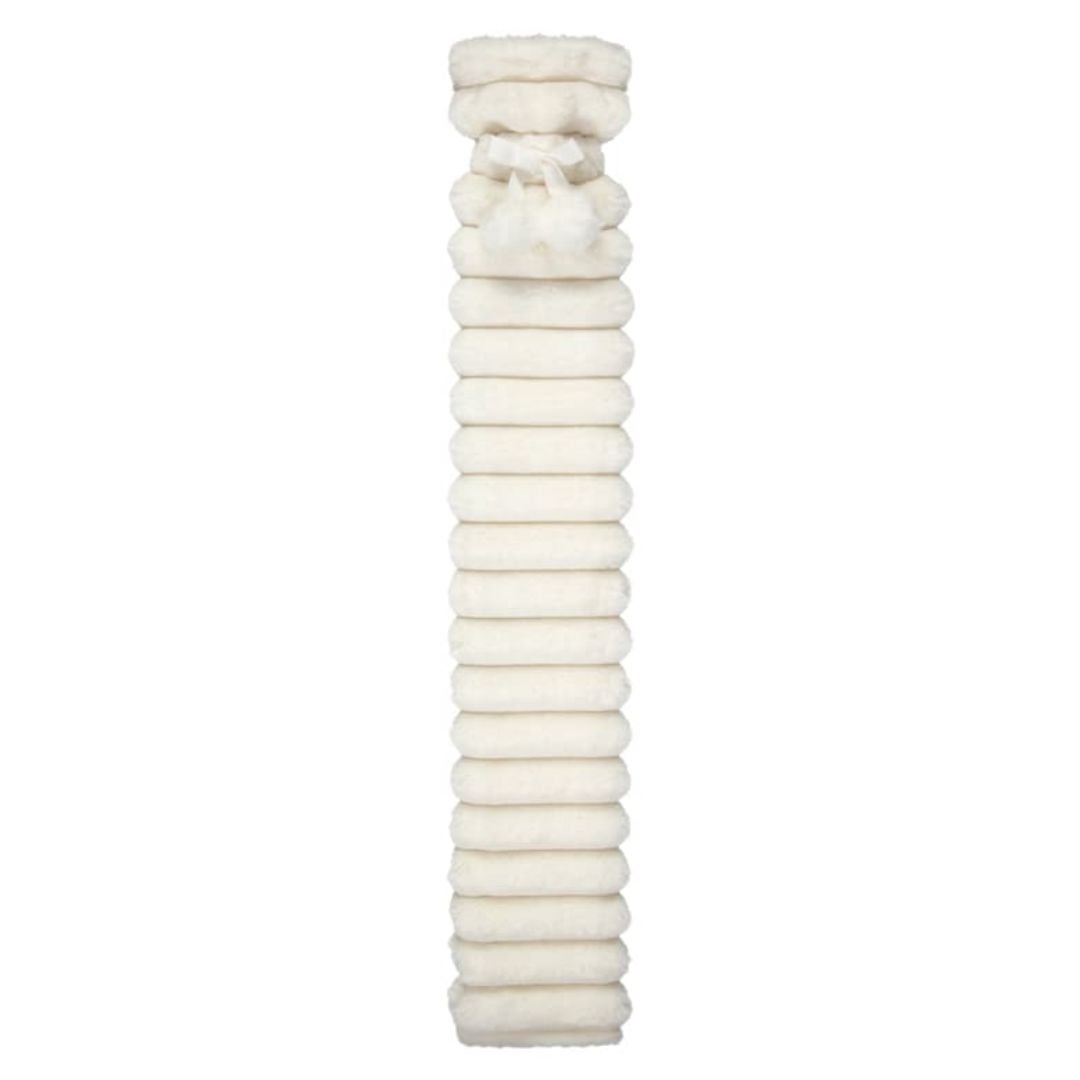 75cm Long Ribbed Faux Fur Hot Water Bottle - Luxury Winter White