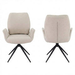 Set of 2 Beige Fairmont 360 Swivel Dining Chairs | Modern Fabric