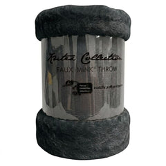 Kutex Charcoal Faux Mink Throw - 200x240cm Extra Large Soft Warm Blanket