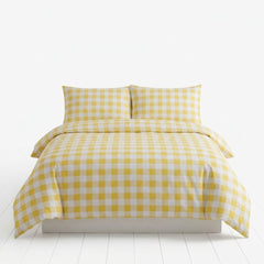Gaveno Cavailia Ochre Gingham King Duvet Cover Microfibre Bed Set