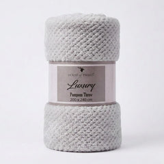 House of Tweed Light Grey Luxury Pompom Throw - Extra Large 200x240cm