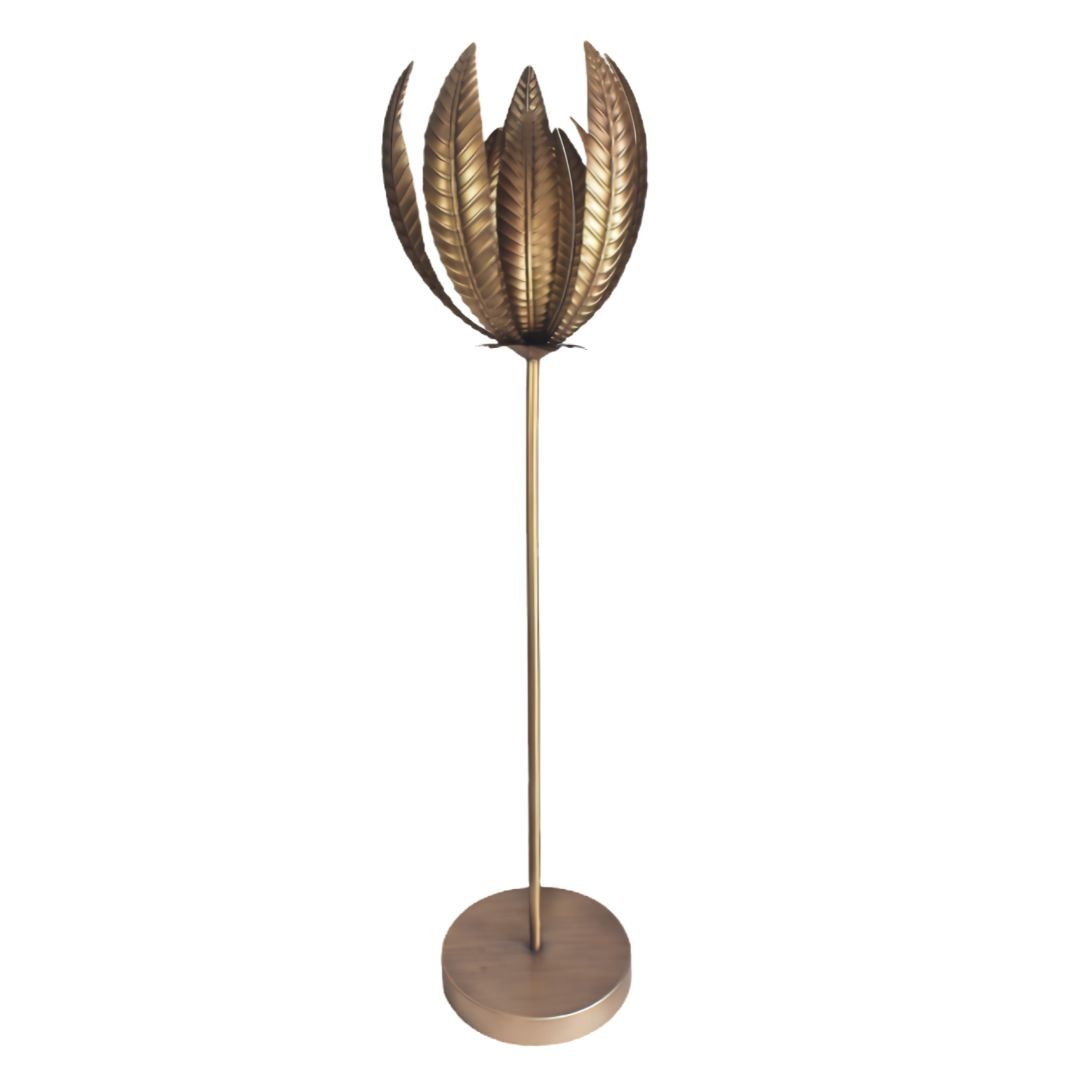 Gold Leaf Metal Floor Lamp Modern Luxury Living Room Lighting Decor