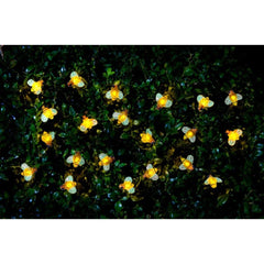 Solar Powered 30 Bee Insect String Lights - White LED Garden Decor