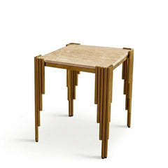 Sassari Gold Side Table 45x45x50cm Cream Marble Modern Accent Table