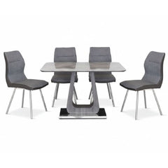 Zermatt 120cm Grey Ceramic Dining Table and 4 Zermatt Dining Chairs