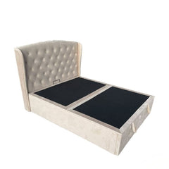 Marlow Cream Velvet Storage Ottoman Bed - Single, Double, King Sizes