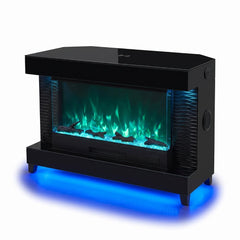 Black Corner Fireplace TV Unit with LED & Bluetooth Speakers System