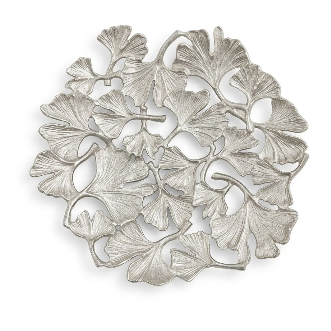 Ginkgo Leaf Decorative Trivet - 24cm Champagne Gold Cast Aluminum