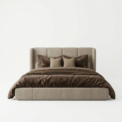 Modern Wingback Vertical Channel Upholstered Bed Frame