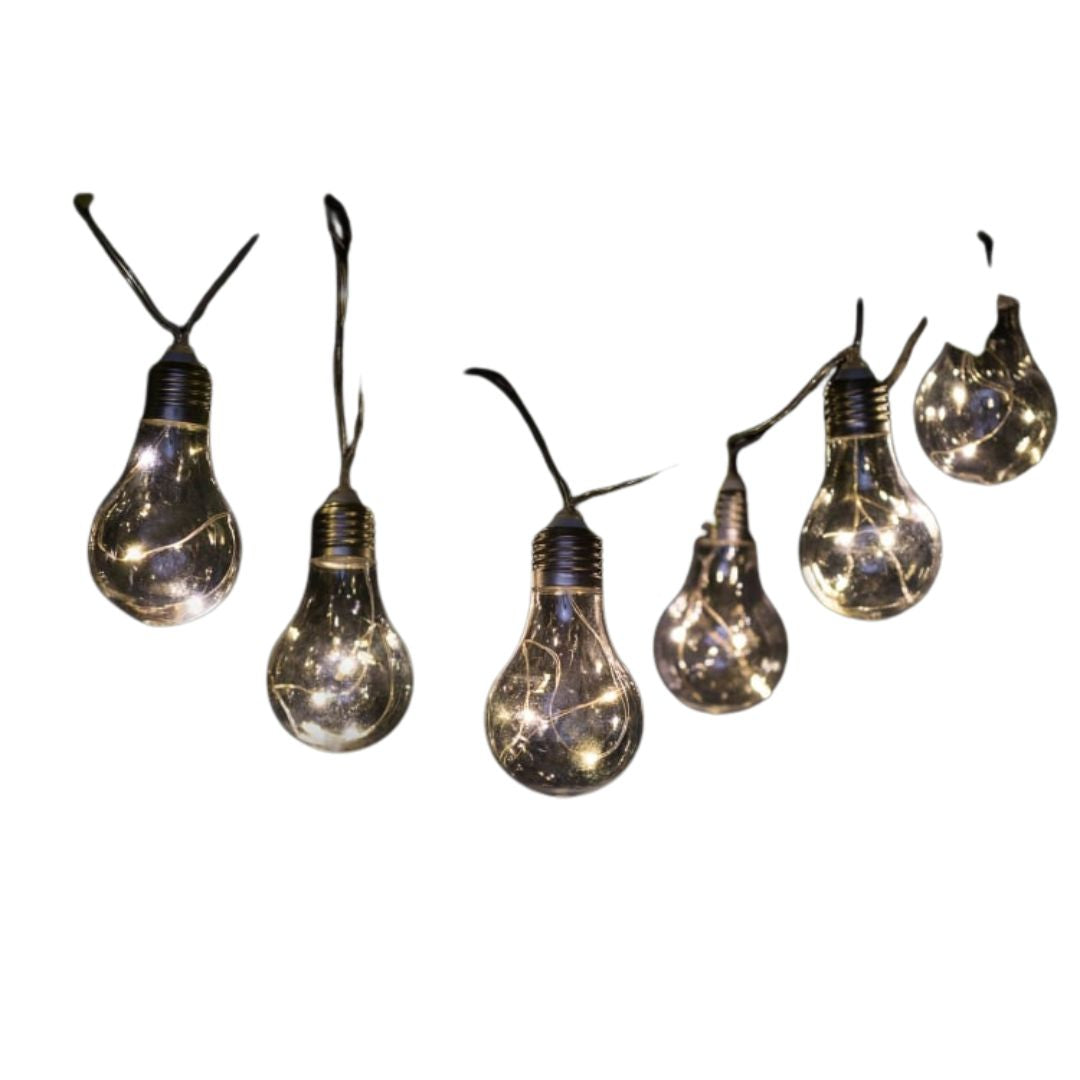 Solar Powered 12 Clear Bulb String Lights - Warm White Garden LED