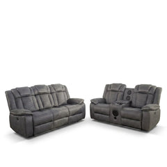 Rico Grey Fabric Electric Recliner 3+2 Sofa with LED & Bluetooth