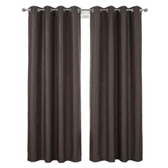 Charcoal Faux Silk Fully Lined Eyelet Curtains - 1 Pair,