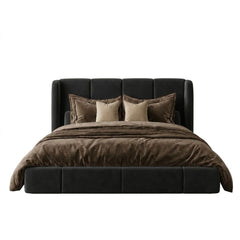 Modern Wingback Vertical Channel Upholstered Bed Frame