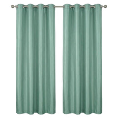 Moss Green Faux Silk Fully Lined Eyelet Curtains - 1 Pair,