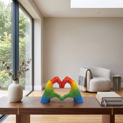 Home Luxe Rainbow Hands Of Love Heart Gesture Sculpture | Multi