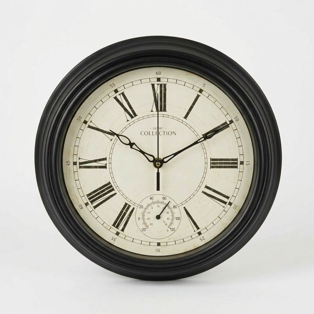 Traditional Lincoln Black Wall Clock Vintage Roman Numeral Dial