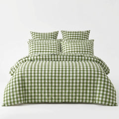 Gaveno Cavailia Green Gingham Double Duvet Cover Microfibre Bed Set