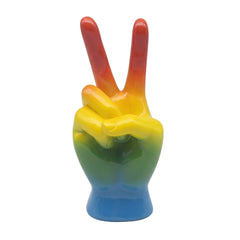 Home Luxe Rainbow Peace Hand Sign Gesture Sculpture Figure | 23cm
