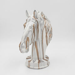 Home Luxe Modern Drip Art Horse Head Bust Sculpture Figure | White