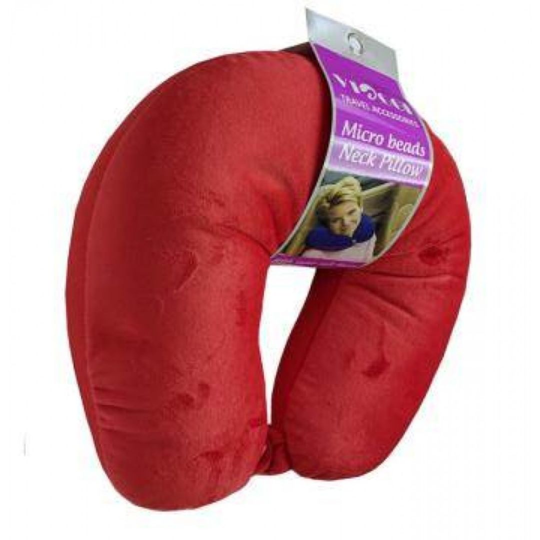 Travel Log Red Memory Foam Neck Pillow and Eye Mask Sleep Set