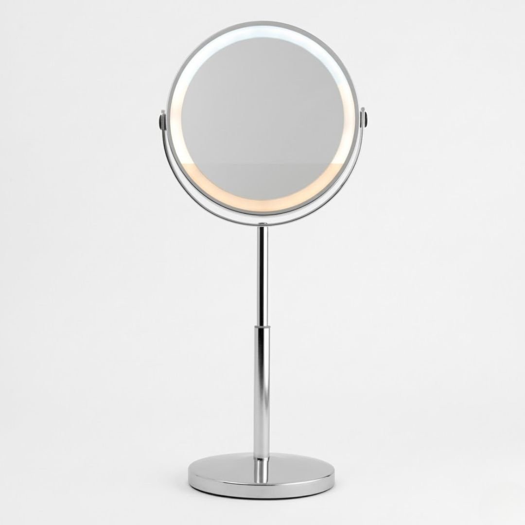 7" Rechargeable LED Double Sided Makeup Mirror - Chrome Finish 3X Zoom
