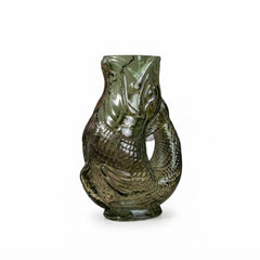 Home Luxe Emerald Green Glass Fish Shaped Flower Vase Decor | 30cm