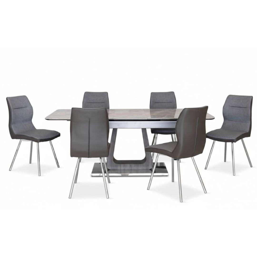 Zermatt 160-200cm Ceramic Extending Table & 6 Zermatt Dining Chairs