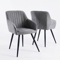 Alba Grey Dining Chairs 2pk – Quilted Back & Black Legs