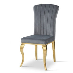 Armenia Dark Grey Velvet Dining Chairs - Set of 2 with Gold Legs