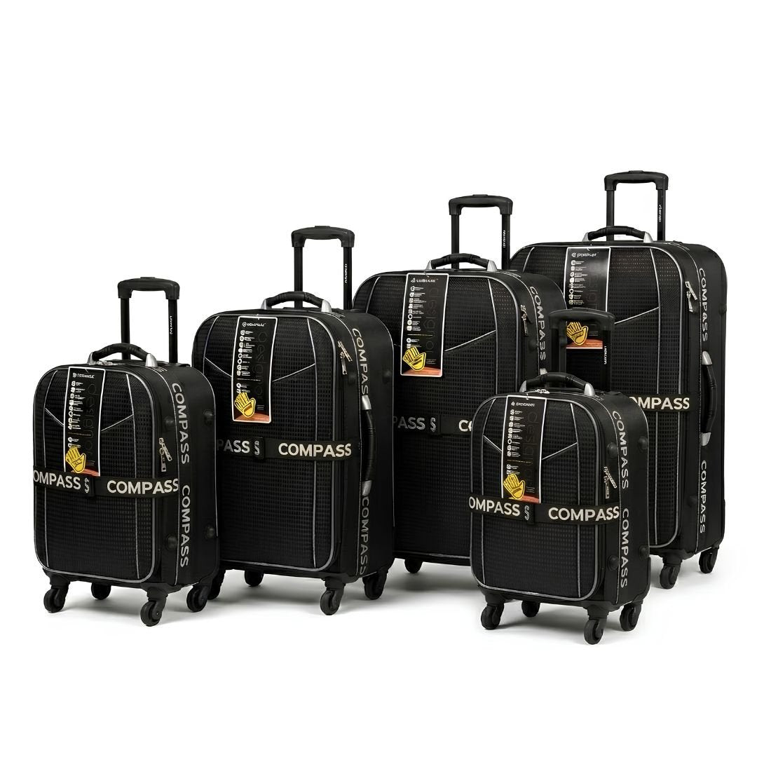 Compass 5-Piece Hand Luggage Suitcase Set Expandable Cabin Bags