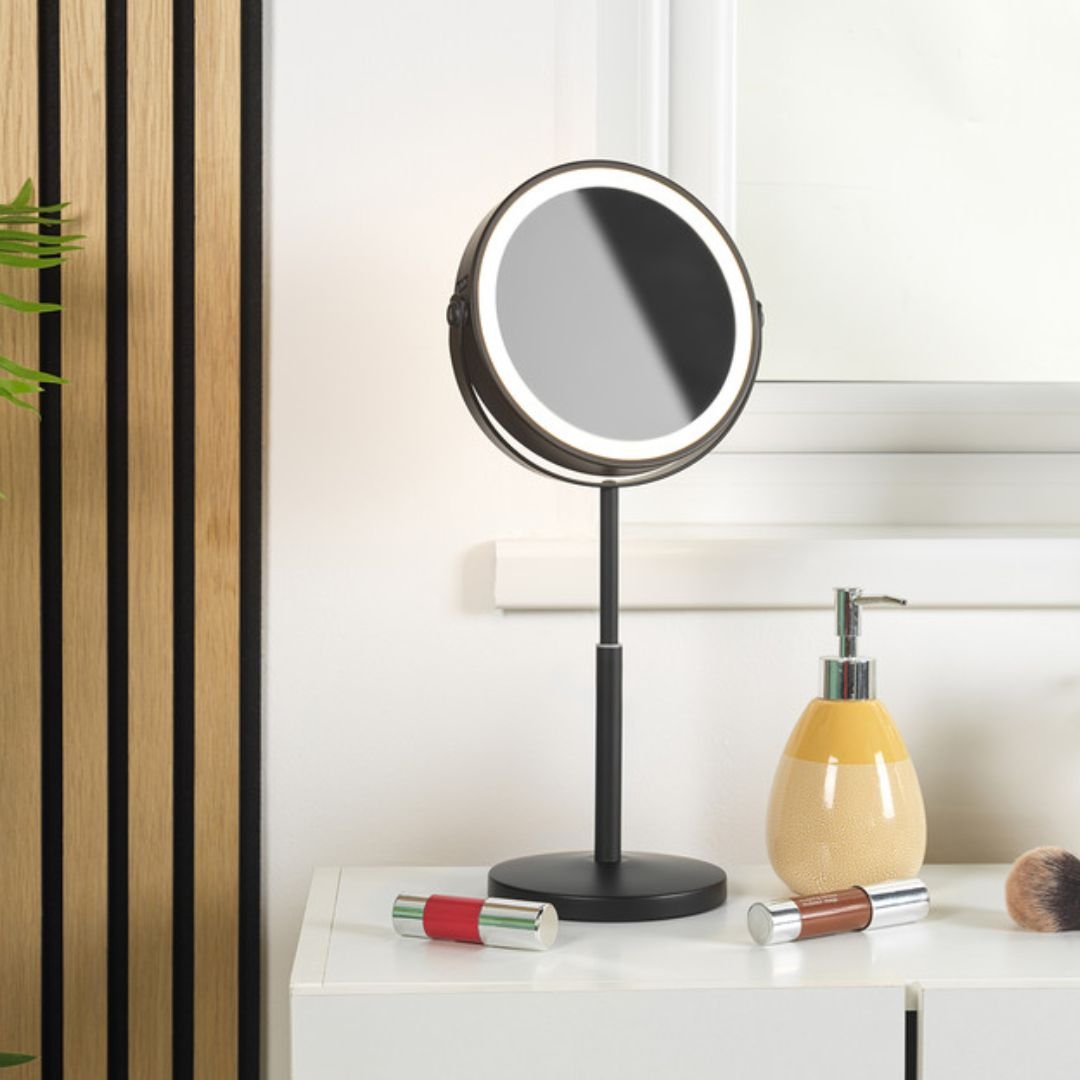 Beldray 7" Rechargeable LED Double-Sided Mirror - Black, 3x Magnify