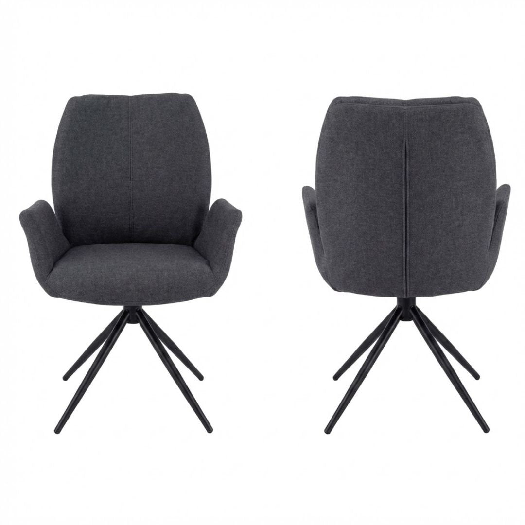 Set of 2 Grey Fairmont 360 Swivel Dining Chairs | Modern Fabric