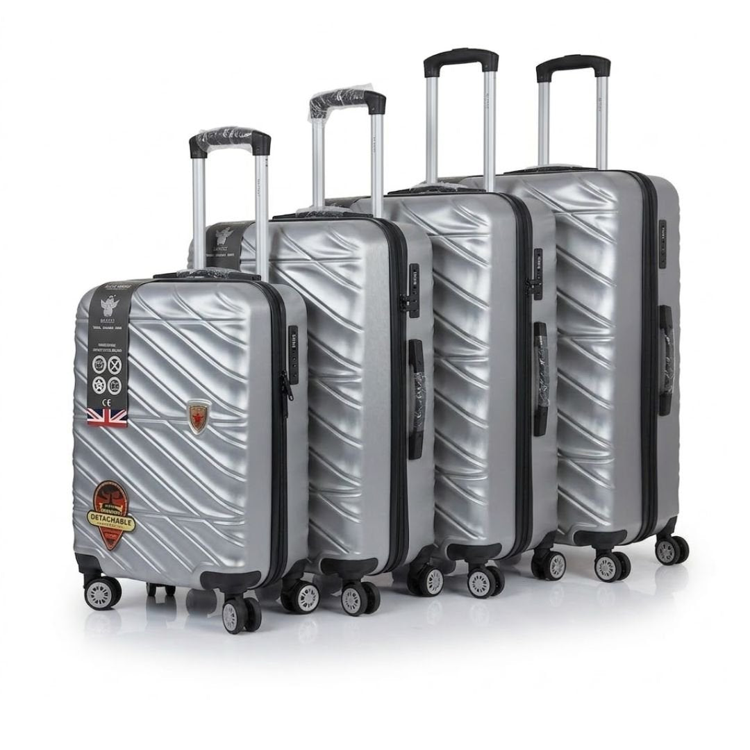 Silver 4-Piece ABS Luggage Set - TSA Lock & 360° Spinner Wheels