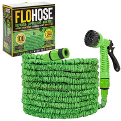 Flohose 30m Expanding Garden Hose with 7-Dial Spray Gun - Kink-Free