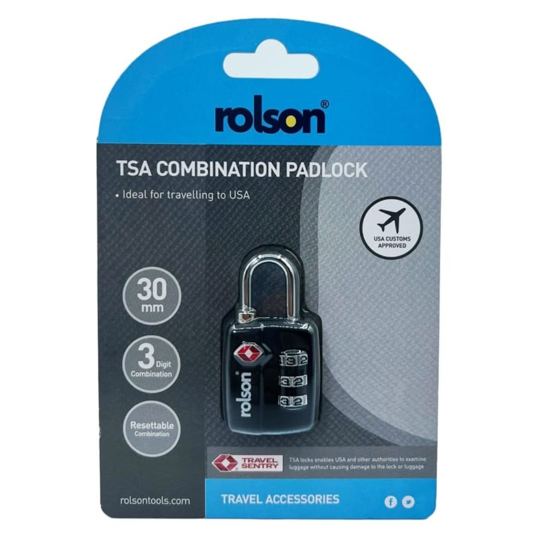 Rolson 30mm TSA Approved 3-Digit Combination Padlock for USA Travel