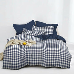 Gaveno Cavailia Blue Gingham King Duvet Cover Microfibre Bedding Set