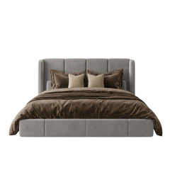 Modern Wingback Vertical Channel Upholstered Bed Frame