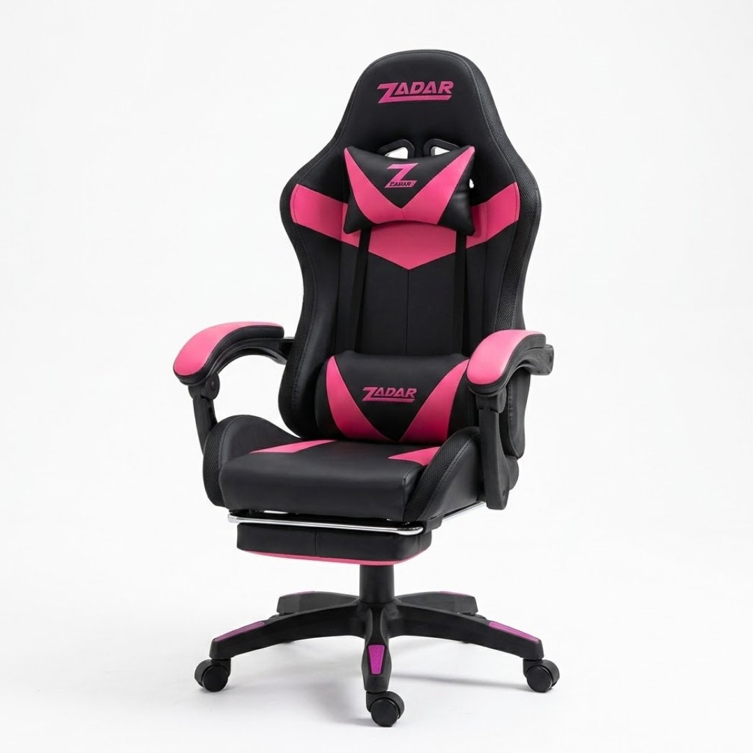 ZADAR Dark Pink/Black Gaming Chair with Bluetooth Speakers & RGB