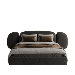 Modern Curved Pillow-Wing Upholstered Bed Frame